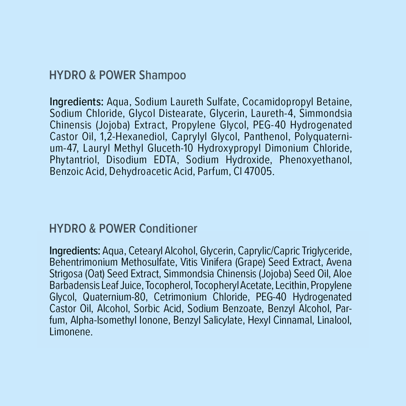 Travel Set - HYDRO & POWER Shampoo & Conditioner - 2 x 100 ml